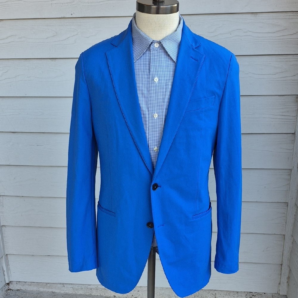 SENE Recent‎ Solid Light Blue Polyester Sz 40 R Mens Sport Coat Blazer